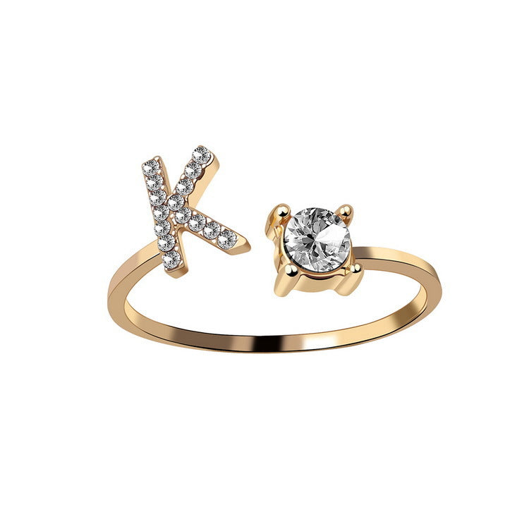 New Design Adjustable 26 Initial Letter Ring Fashion Jewelry For Women Simple Elegant Jewelry New Design Adjustable 26 Initial Letter Ring Fashion Jewelry For Women Simple Elegant Jewelry